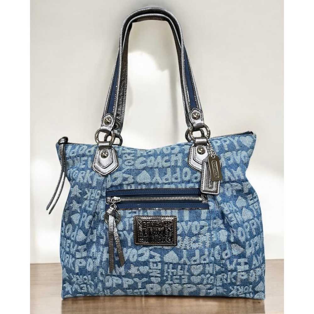 Coach 16988 Poppy Denim Wordblock Tote Bag - image 10