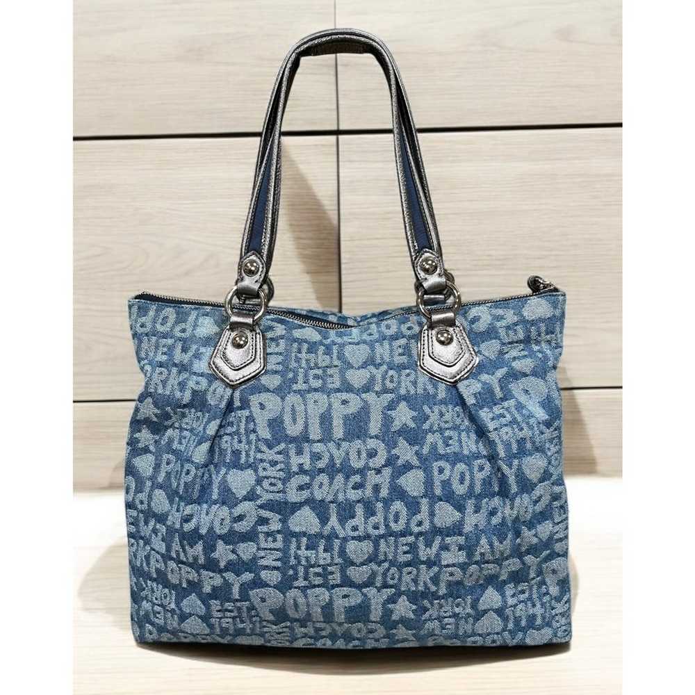 Coach 16988 Poppy Denim Wordblock Tote Bag - image 2