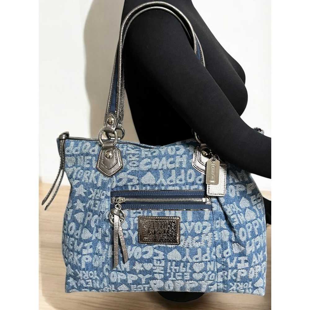 Coach 16988 Poppy Denim Wordblock Tote Bag - image 6