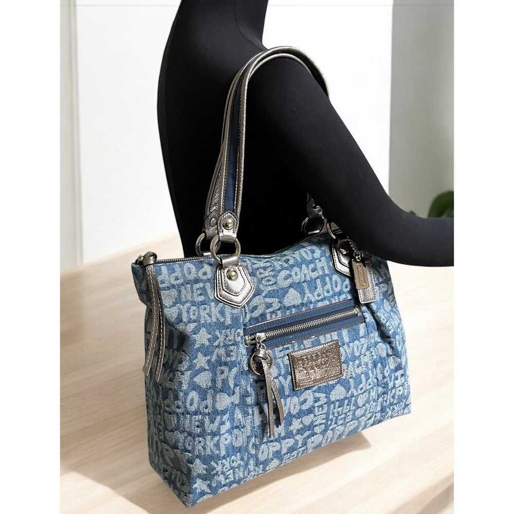 Coach 16988 Poppy Denim Wordblock Tote Bag - image 7