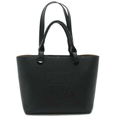 Loewe Anagram Tote Handbag Black Calf Leather 28x… - image 1