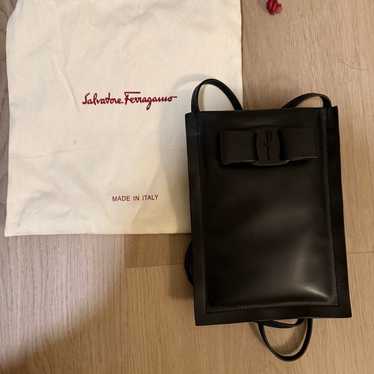 Salvatore Ferragamo Black Leather Viva Bow Crossbo