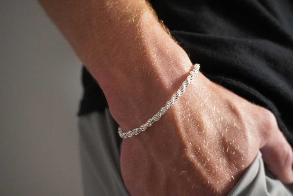 Chain × Jewelry × Silver Silver Bracelet Solid .9… - image 2