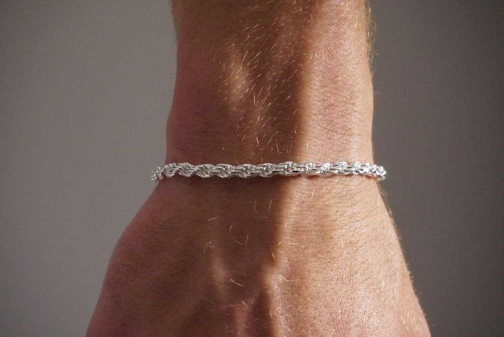 Chain × Jewelry × Silver Silver Bracelet Solid .9… - image 3