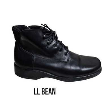 L.L. Bean Vintage Black Leather Grandma Lace up B… - image 1