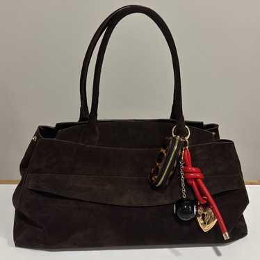 ZARA SPLIT LEATHER SHOULDER BAG BROWN