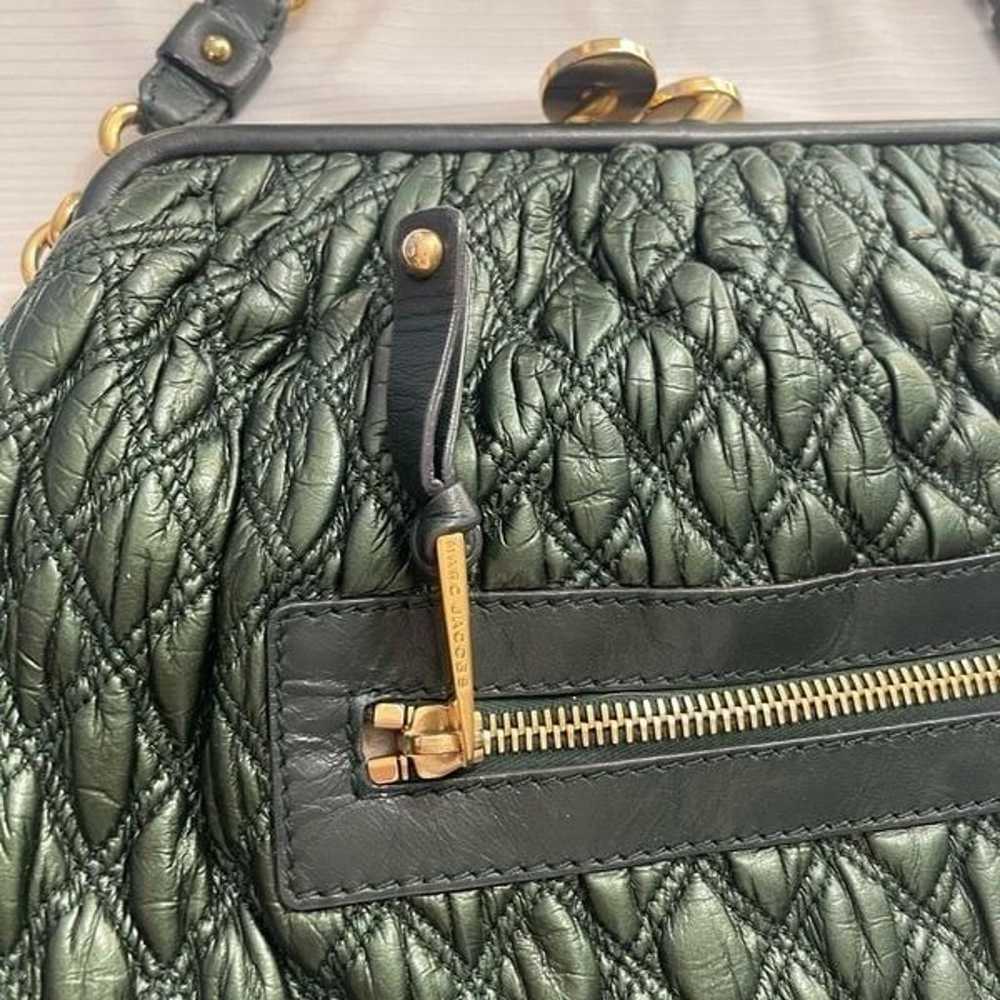 Marc Jacobs Mina Green Quilted Stam Bag Purse Han… - image 3