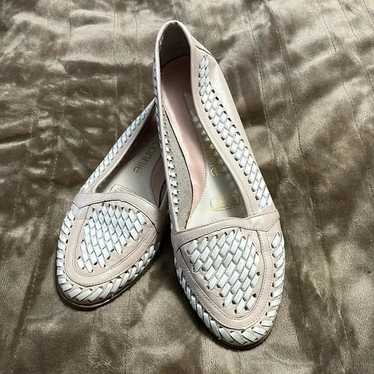 Vintage leather woven flats