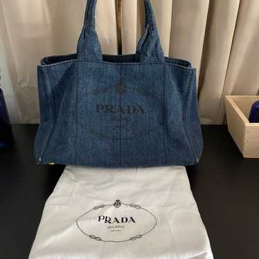 Prada Canapa denim tote