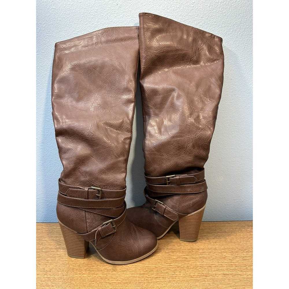 Charlotte Russe Size 6 Faux Vegan Leather Brown K… - image 1