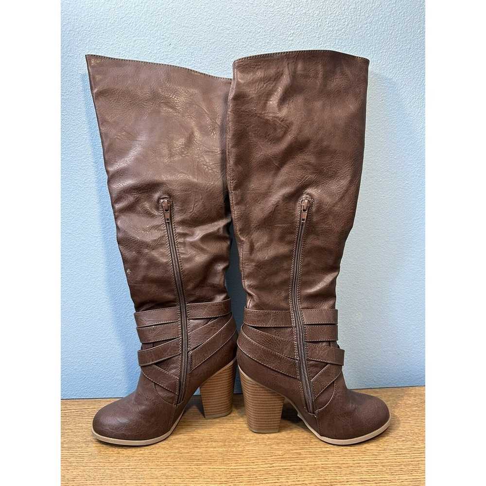 Charlotte Russe Size 6 Faux Vegan Leather Brown K… - image 2