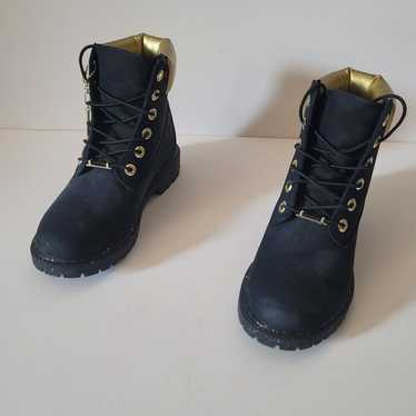 Black and Gold Women's Lace-Up Boots