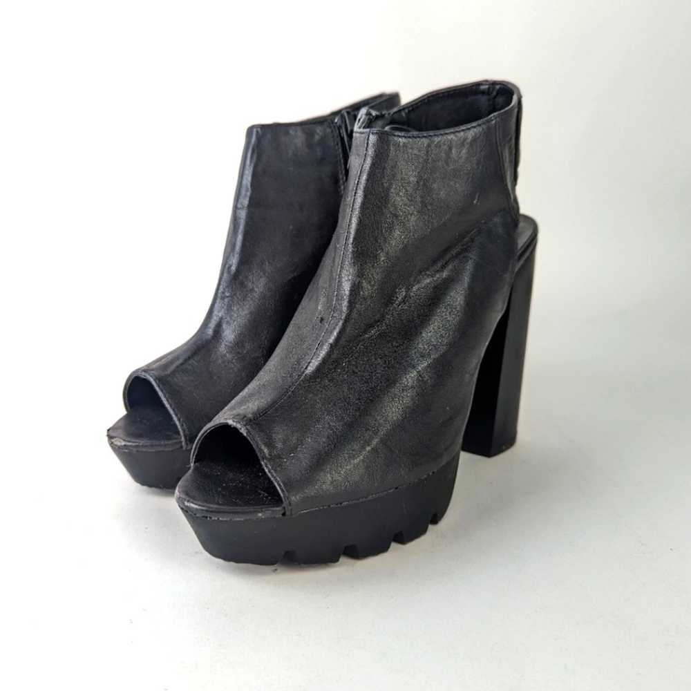 Qupid Chunky Heeled Peep Toe Booties - 6 - image 1