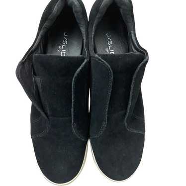 JSlides Black Slide On Suede Hidden Wedge Booties 