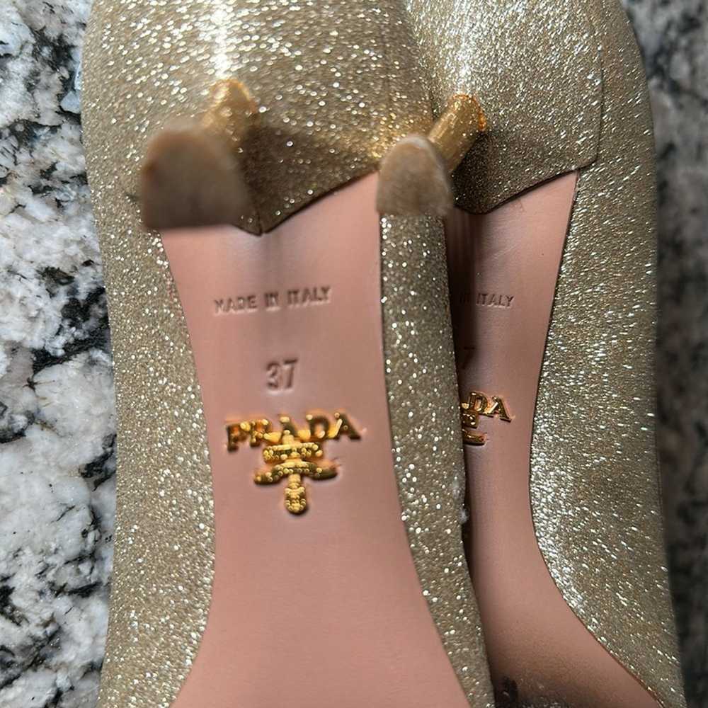 Prada Prada Gold Glitter Pumps Heels - 37 - image 7