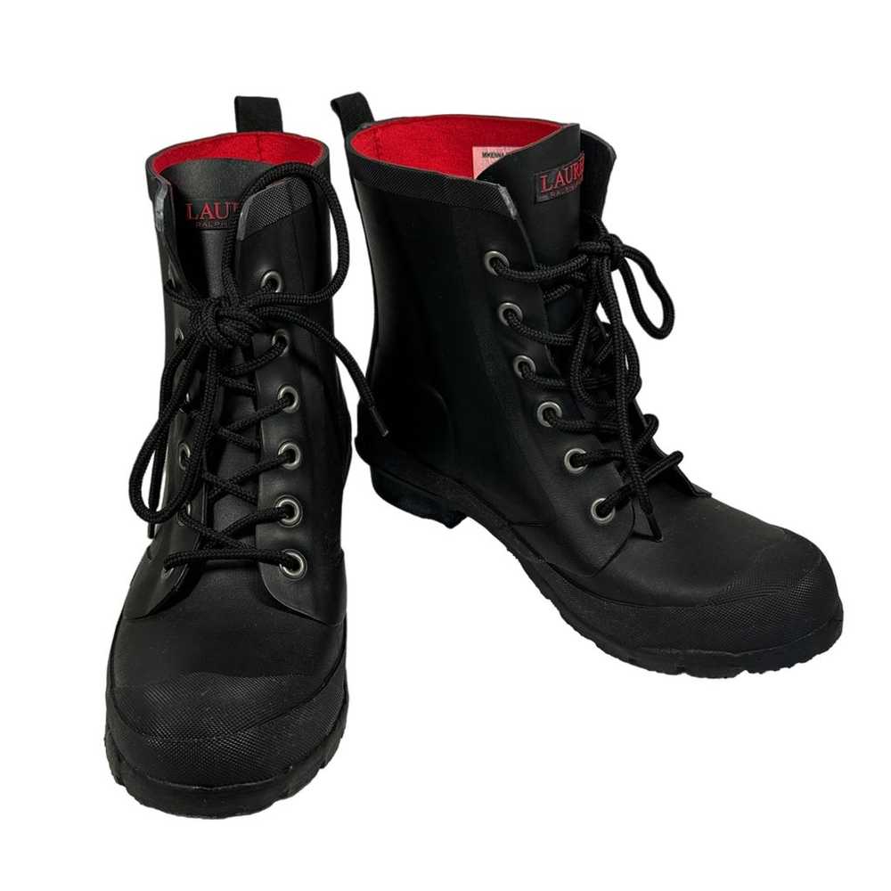 RALPH LAUREN Mikenna-Bo-Rai Black Rubber Lace Up … - image 1