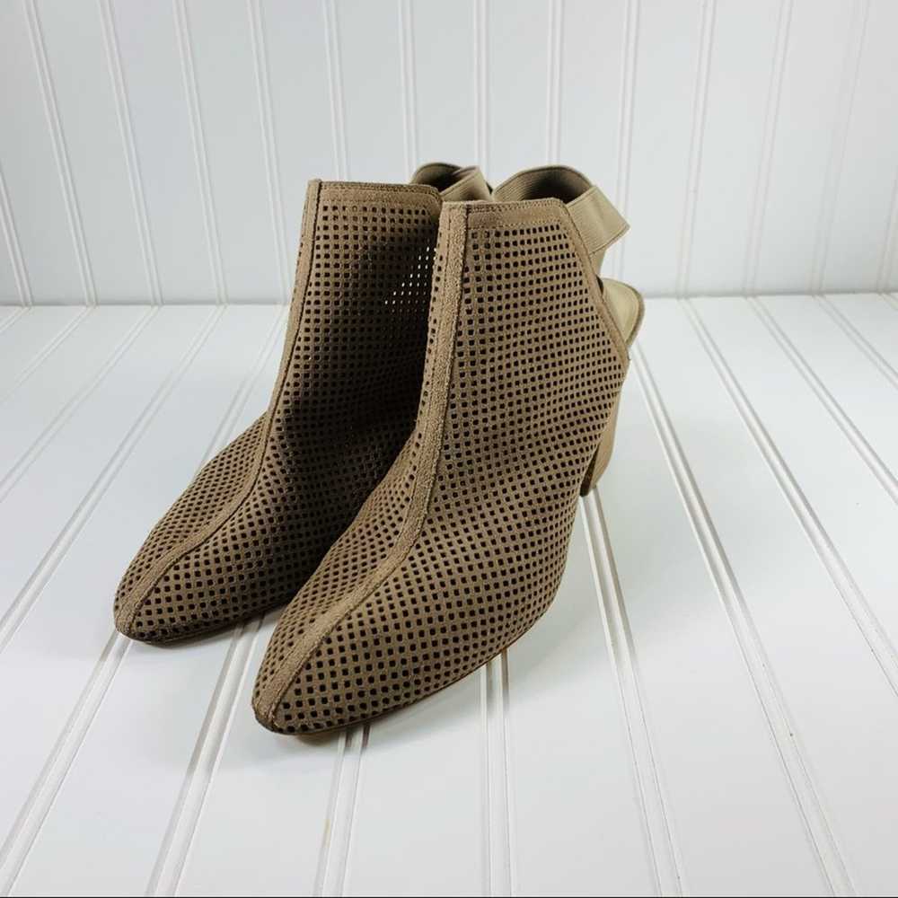 Marc Fisher Tan Suede Perforated Open Bootie Sz 11 - image 2