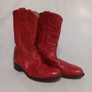 Justin Western Cowboy Boots Red Roper Women's Siz… - image 1