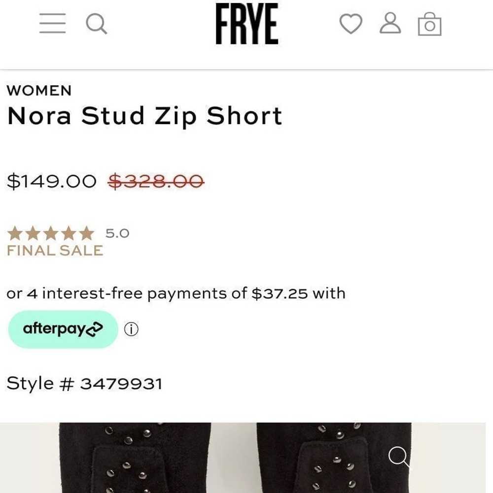 FRYE Nora Stud Zip Short Black Boot Size 7.5 - image 9