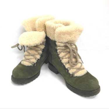 Olive green sheepskin boots