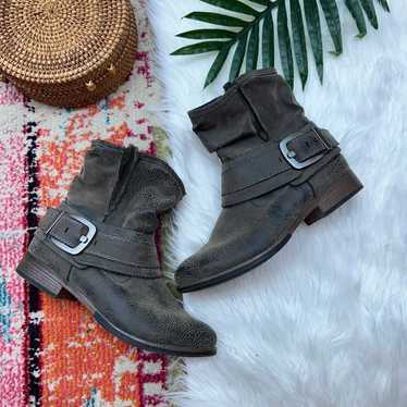 Maurices Brown Faux Leather Buckle Ankle Boots Bo… - image 1