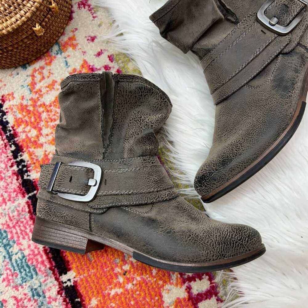 Maurices Brown Faux Leather Buckle Ankle Boots Bo… - image 2