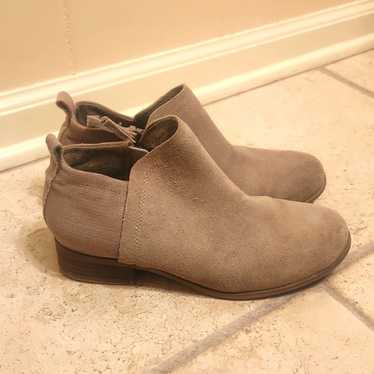 Toms Women's Gray Taupe Suede & Fabric Zip-Up Ank… - image 1