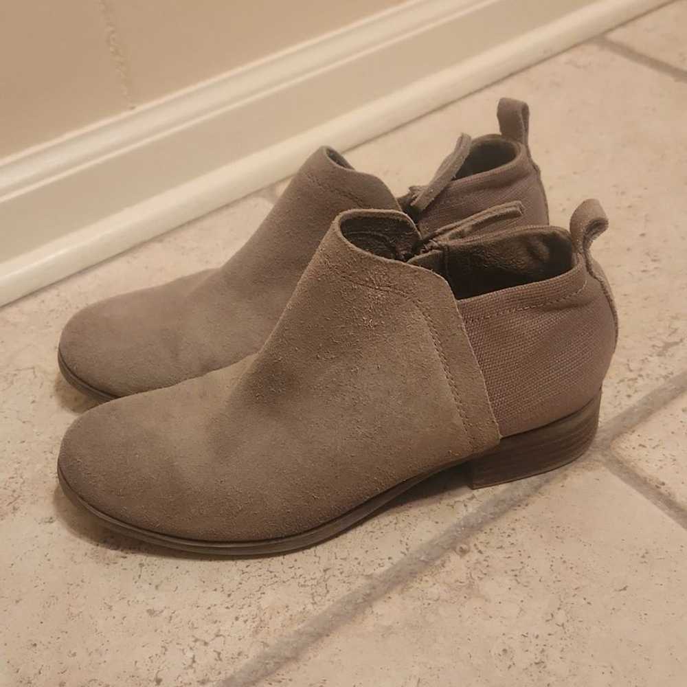 Toms Women's Gray Taupe Suede & Fabric Zip-Up Ank… - image 2