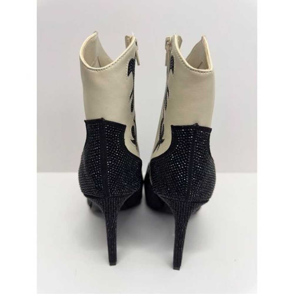 INC Cowboy Boots Size 8 Black Cream Embellished W… - image 6