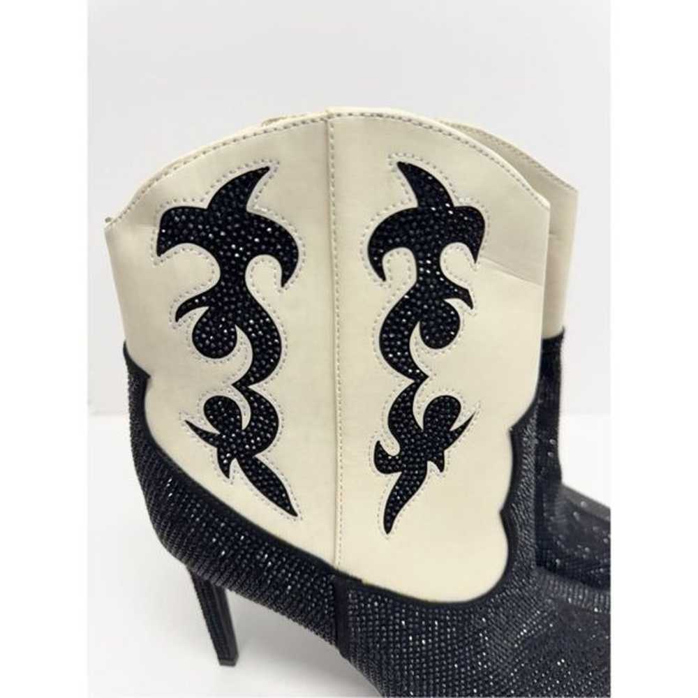 INC Cowboy Boots Size 8 Black Cream Embellished W… - image 8