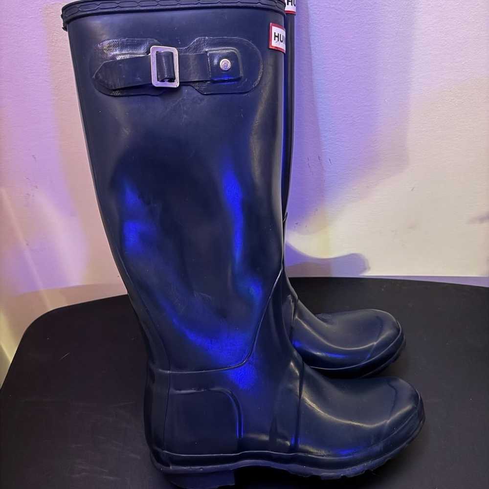 Hunter Tall Glossy Dark Ocean Blue Rain Boots Wom… - image 4