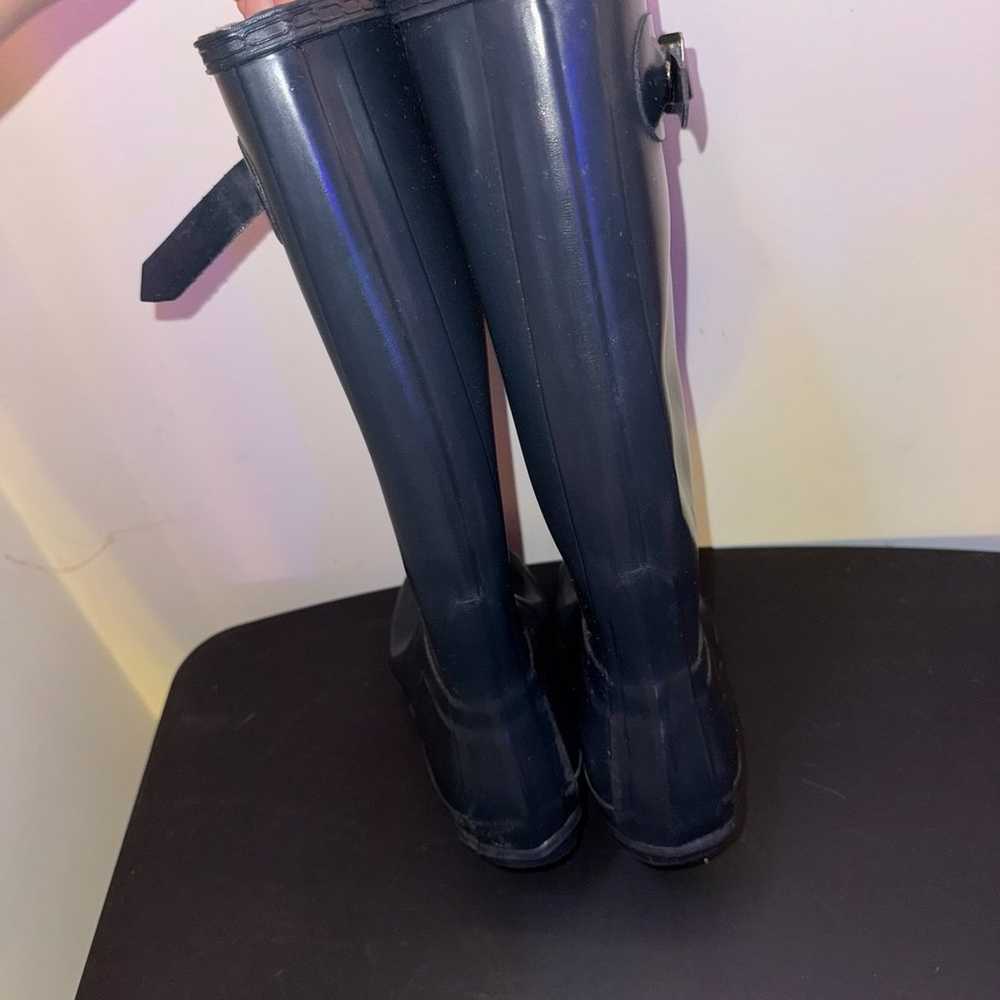 Hunter Tall Glossy Dark Ocean Blue Rain Boots Wom… - image 6