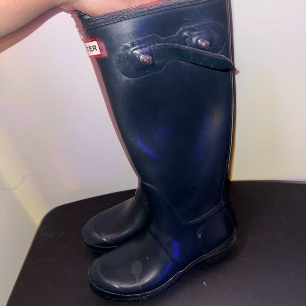 Hunter Tall Glossy Dark Ocean Blue Rain Boots Wom… - image 7