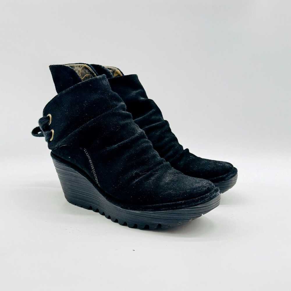 Fly London Boots Womens 37 US 6.5 Black Suede Wed… - image 2