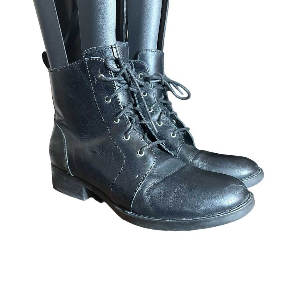 BORN Troye Combat Boots Black Leather Women Size … - image 1