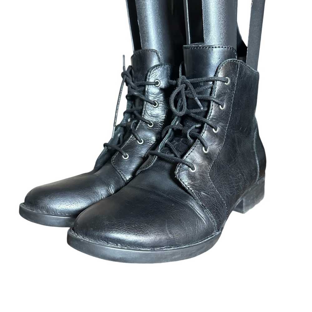 BORN Troye Combat Boots Black Leather Women Size … - image 2