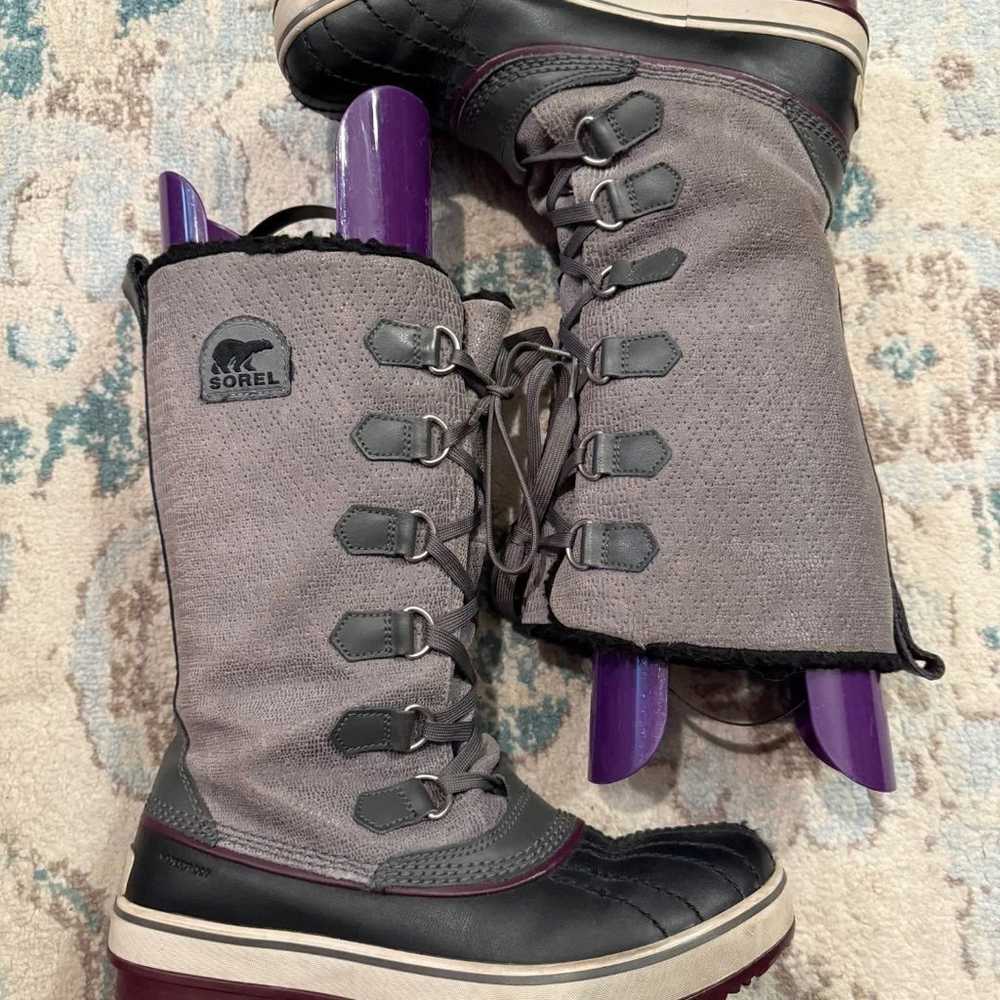 Sorel Tivoli Tall Gray Winter Boots Size 8 - image 1