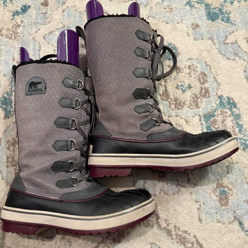 Sorel Tivoli Tall Gray Winter Boots Size 8 - image 2