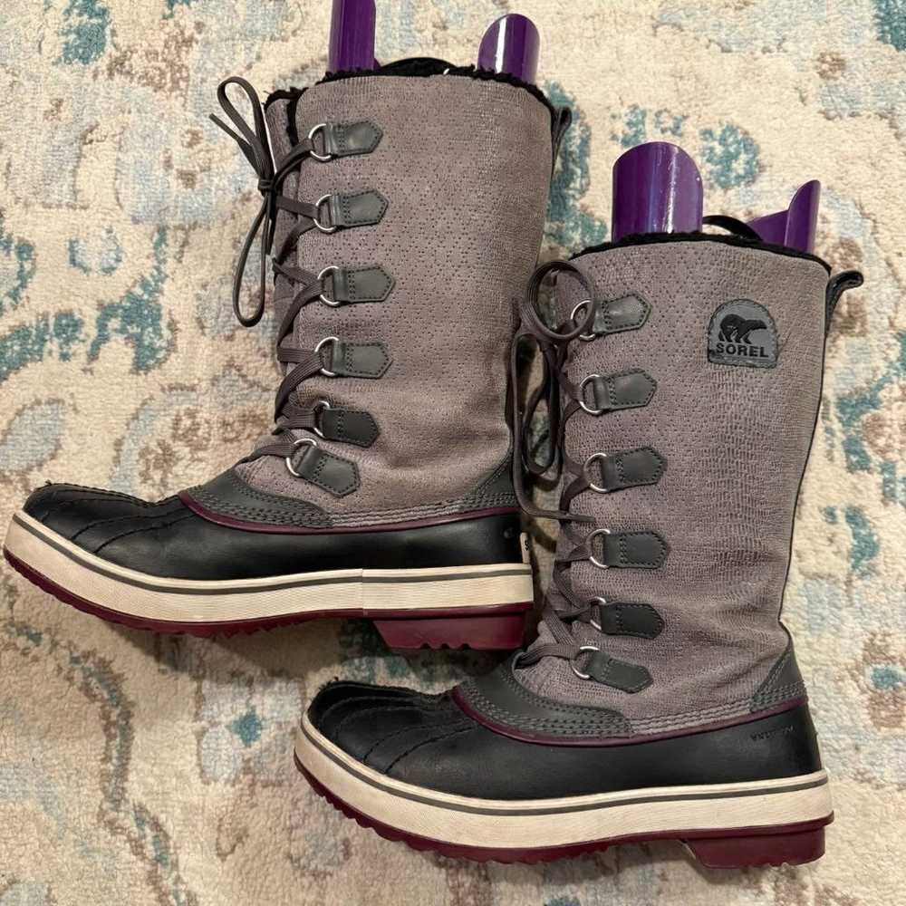 Sorel Tivoli Tall Gray Winter Boots Size 8 - image 3