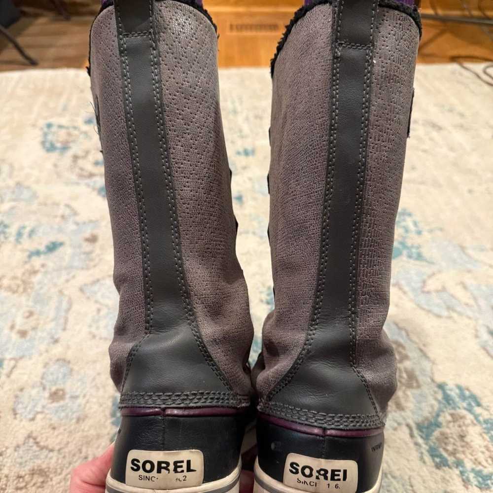 Sorel Tivoli Tall Gray Winter Boots Size 8 - image 5