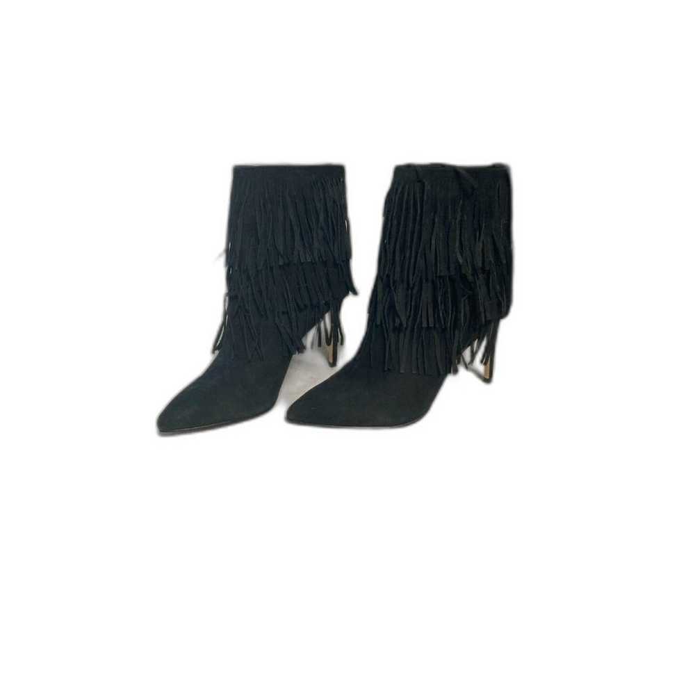 Steve Madden Flapper Fringe Black Suede Booties S… - image 2