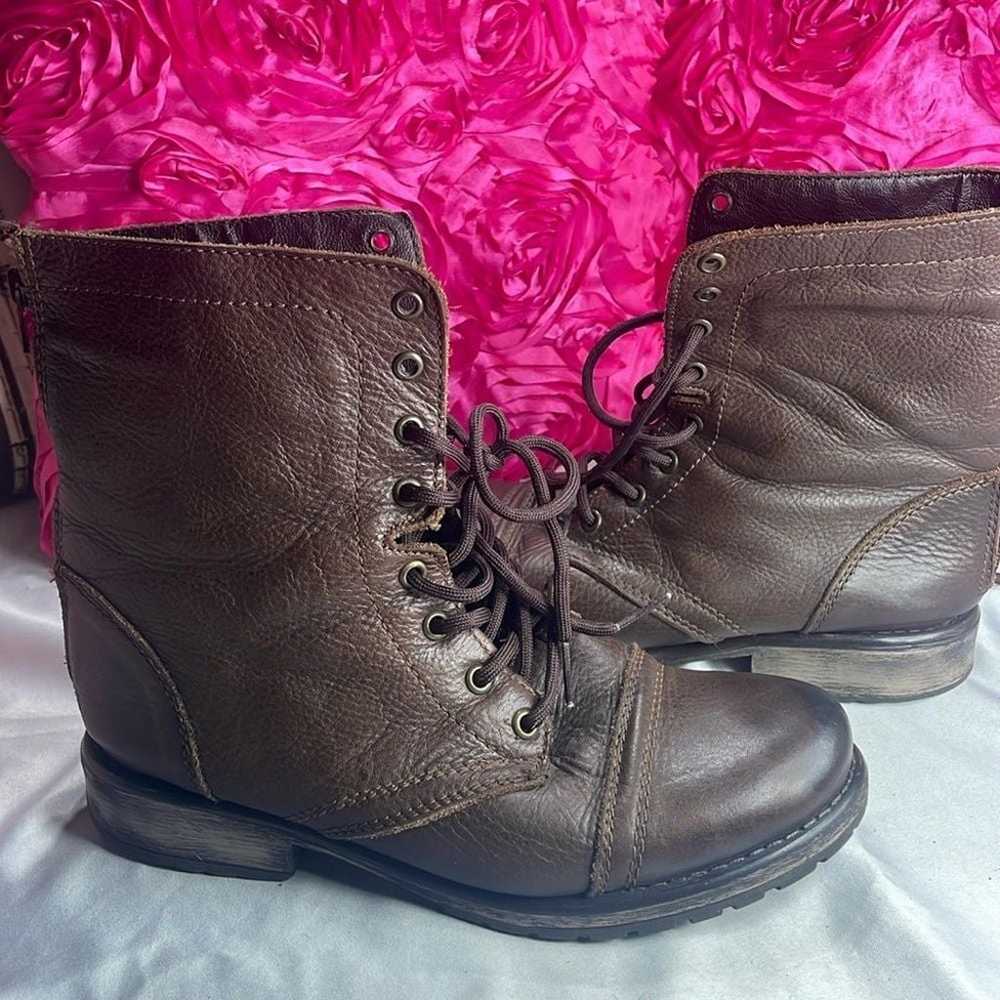 (F)Steve Madden Brown Leather Combat Boot Size 9 … - image 7