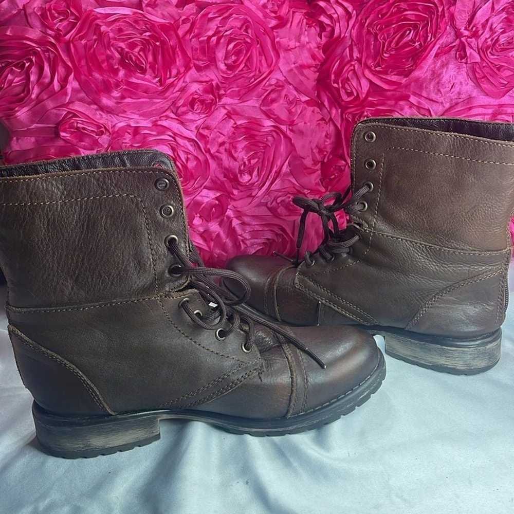 (F)Steve Madden Brown Leather Combat Boot Size 9 … - image 8