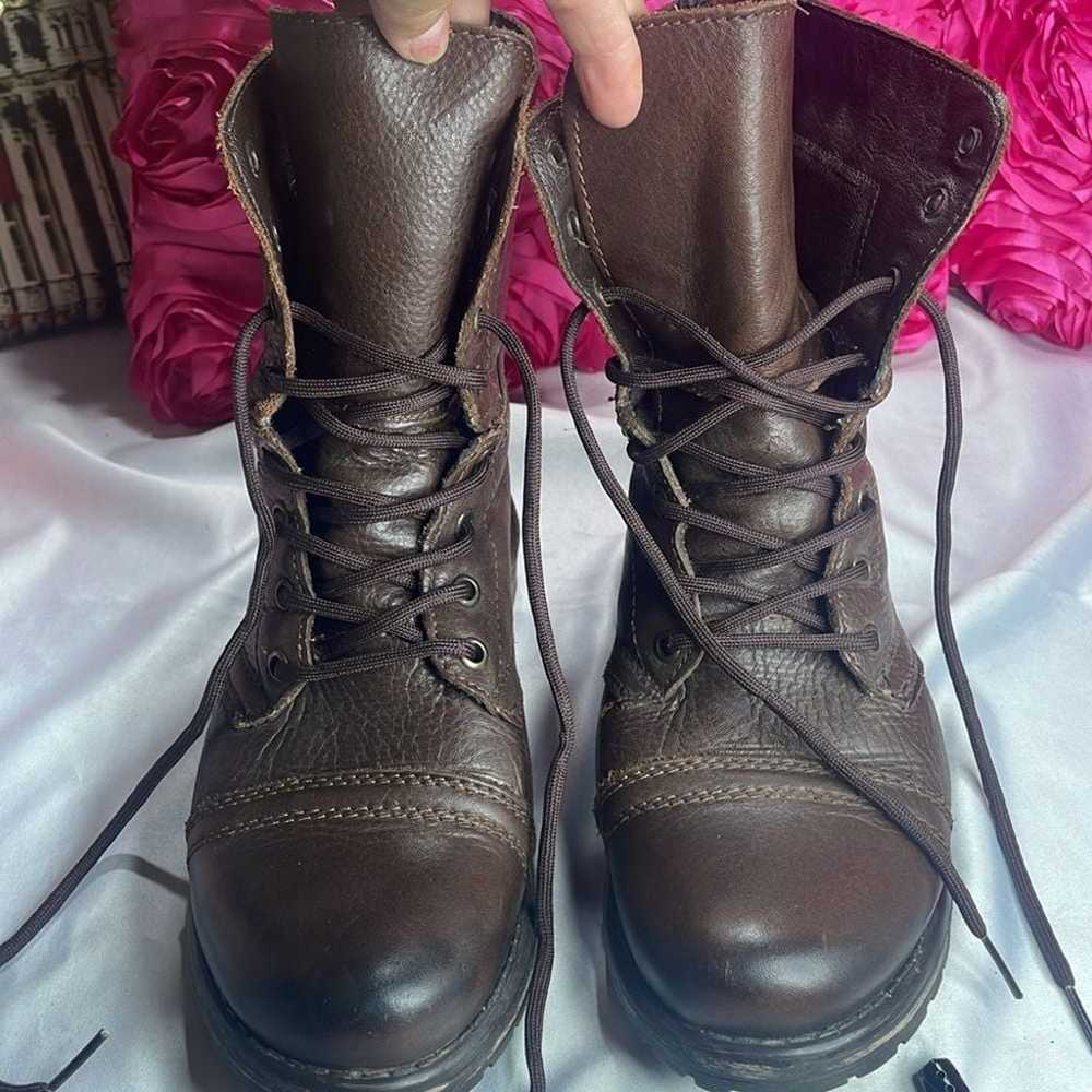 (F)Steve Madden Brown Leather Combat Boot Size 9 … - image 9