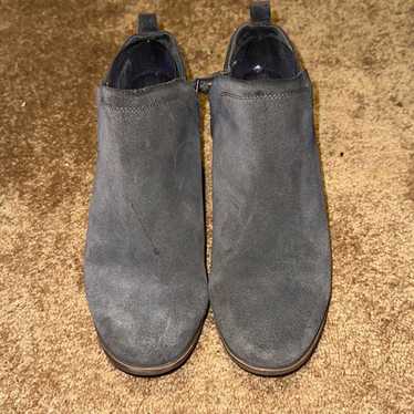 Toms Grey Suede Booties 9 side zip