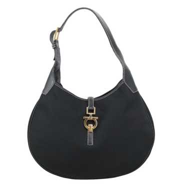 Salvatore Ferragamo Gancini Black Canvas Shoulder… - image 1