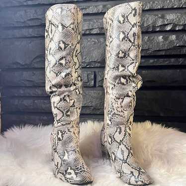 Faux Snakeskin Over the knee Boots