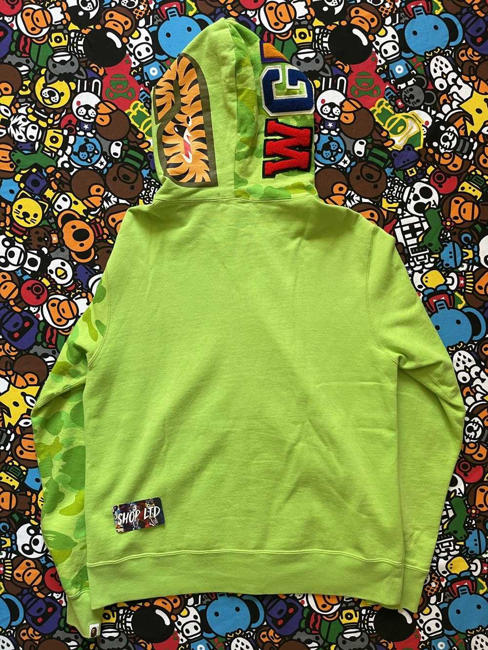 Bape A Bathing Ape 2015 Neon Green Camo Shark Hoo… - image 12