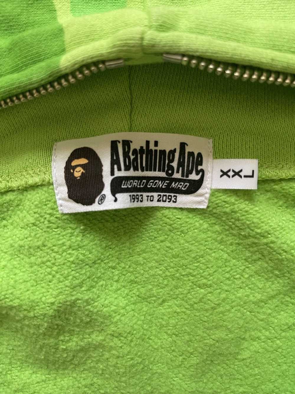 Bape A Bathing Ape 2015 Neon Green Camo Shark Hoo… - image 6