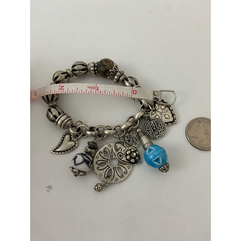 Generic Silver tone vintage heart Charm Bracelet - image 5